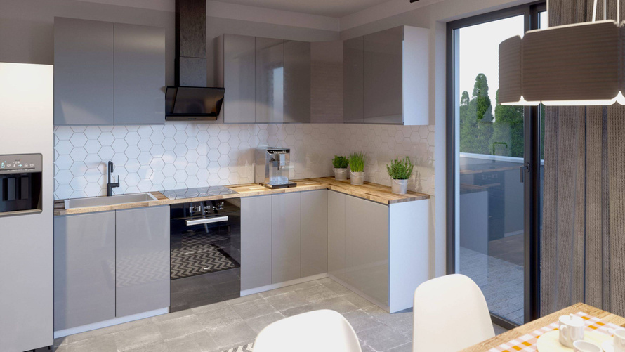 Szafka Kuchenna Dolna 1D1S Lewa D40S1-L Aspen Grey Szary Połysk